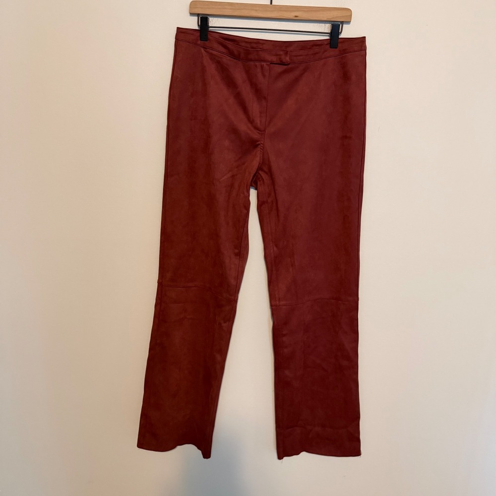 NWT Anthropologie Sovere Studio swag pants vegan suede L maroon‎ classic boho